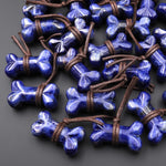 Carved Natural Blue Sodalite Dog Bone Home decoration Crystal Carvings Healing Palm Pocket Stone Gifts