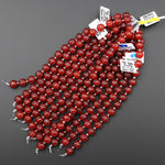 AAA Hand Carved Natural Red Agate 10mm Melon Round Beads 7.5" Strand