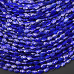 AAA Faceted Natural Blue Lapis Leaf Teardrop Gemstone Beads 4x6mm 15.5" Strand