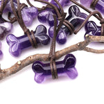 Carved Natural Purple Amethyst Dog Bone Home decoration Crystal Carvings Healing Palm Pocket Stone Gifts
