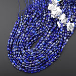 Faceted Natural Blue Lapis Oval Gemstone Beads 6x8mm 15.5" Strand