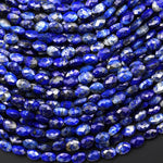 Faceted Natural Blue Lapis Oval Gemstone Beads 6x8mm 15.5" Strand