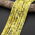 Natural Yellow Turquoise Thin Long Tube Beads 14x4mm 15.5" Strand