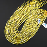 Natural Yellow Turquoise Thin Long Tube Beads 14x4mm 15.5" Strand