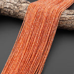 AAA Faceted Natural Orange Sunstone Thin Rondelle Beads 2mm 3mm Gemstone 15.5" Strand