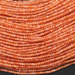 AAA Faceted Natural Orange Sunstone Thin Rondelle Beads 2mm 3mm Gemstone 15.5" Strand
