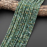 Natural Green Moss Agate Smooth 4mm Rondelle Beads 15.5" Strand
