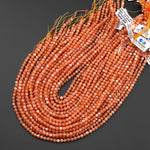 AAA Fiery Natural Orange Peach Moonstone Smooth 4mm Round Beads 15.5" Strand