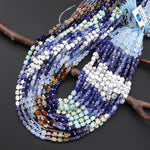 Multicolor Natural Gemstone 4mm Smooth Cube Beads Opalite Blue Aventurine Howlite Sodalite Impression Jasper Red Creek Jasper 15.5" Strand