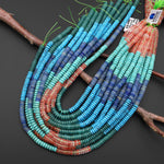 Vibrant Multi-Color Gemstone 6mm Thin Smooth Rondelle Cherry Quartz Blue Aventurine Jade Green Blue "Turquoise" Beads 15.5" Strand
