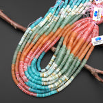 Vibrant Multi-Color Gemstone 6mm Thin Smooth Rondelle Cherry Quartz Colored Jade Green Aventurine Amazonite Beads 15.5" Strand