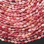 Faceted Natural Pink Petrified Rhodonite Leaf Teardrop Gemstone Beads 4x6mm 15.5" Strand