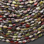 Faceted Natural Dragon Blood Jasper Leaf Teardrop Gemstone Beads 4x6mm 15.5" Strand