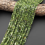 Faceted Natural Green Serpentine Jade Leaf Teardrop Gemstone Beads 4x6mm 15.5" Strand