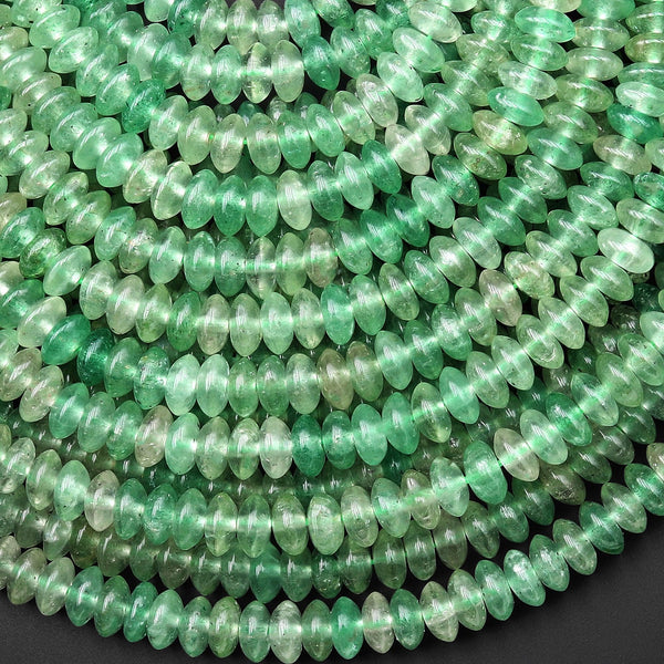 Faceted Natural African Green Chalcedony 6mm Saucer Rondelle Beads 15.5" Strand