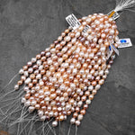 Genuine Natural White Peach Pink Mauve Purple Freshwater Pearl Freeform Oval Nugget Ombre Shimmery Iridescent Classic Pearl 7.5" Strand