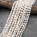 Genuine Natural White Freshwater Pearl 3mm 4mm 5mm 6mm 7mm 8mm 9mm 10mm Veristically Drilled Nugget Beads 14.5" Strand