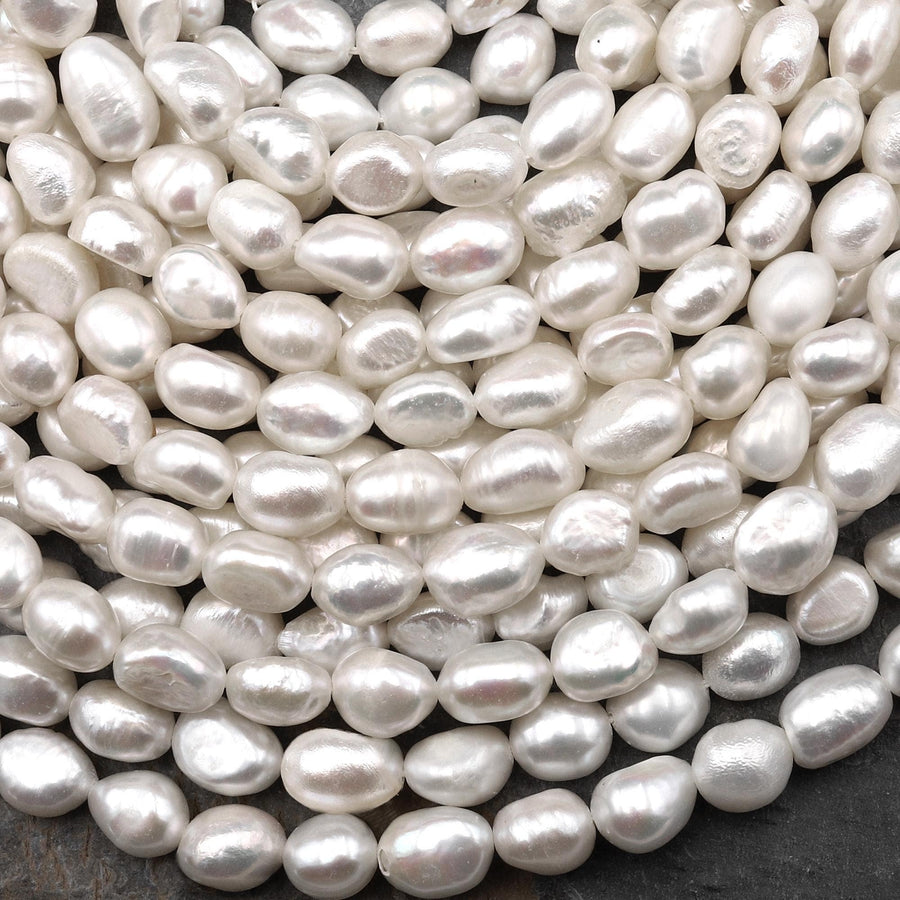 Genuine Natural White Freshwater Pearl 3mm 4mm 5mm 6mm 7mm 8mm 9mm 10mm Veristically Drilled Nugget Beads 14.5" Strand