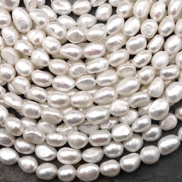 Genuine Natural White Freshwater Pearl 3mm 4mm 5mm 6mm 7mm 8mm 9mm 10mm Veristically Drilled Nugget Beads 14.5" Strand