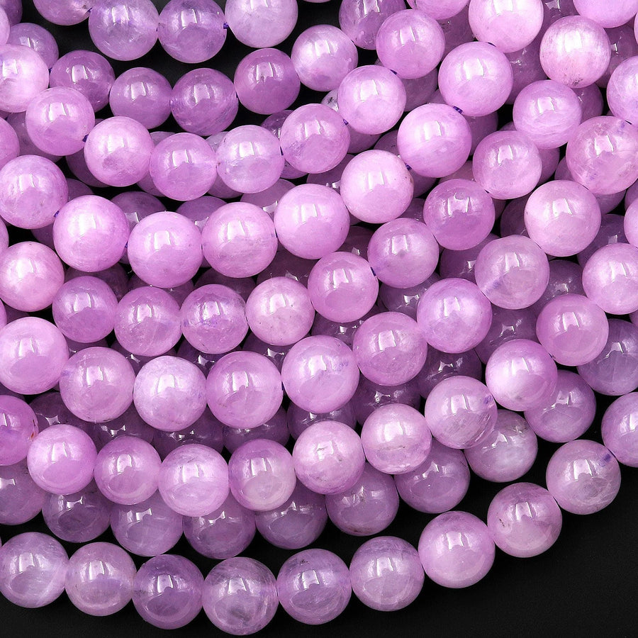 AAA Natural Kunzite 4mm 6mm 8mm 10mm 12mm Smooth Round Beads Gemstone 15.5" Strand