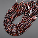 AAA Natural Red Tiger's Eye Beads Smooth Rippled Tube 15.5" Strand