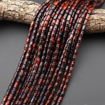 AAA Natural Red Tiger's Eye Beads Smooth Rippled Tube 15.5" Strand