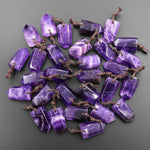 Natural Purple Amethyst Crystal Point Hexagonal Prism Pendant