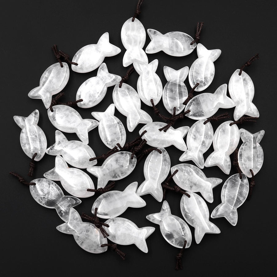 AAA Hand Carved Natural Gemstone Fish Pendant Blue Sodalite Green Aventurine Rock Rose Quartz Amethyst Tiger's Eye Moss Agate Red Jasper