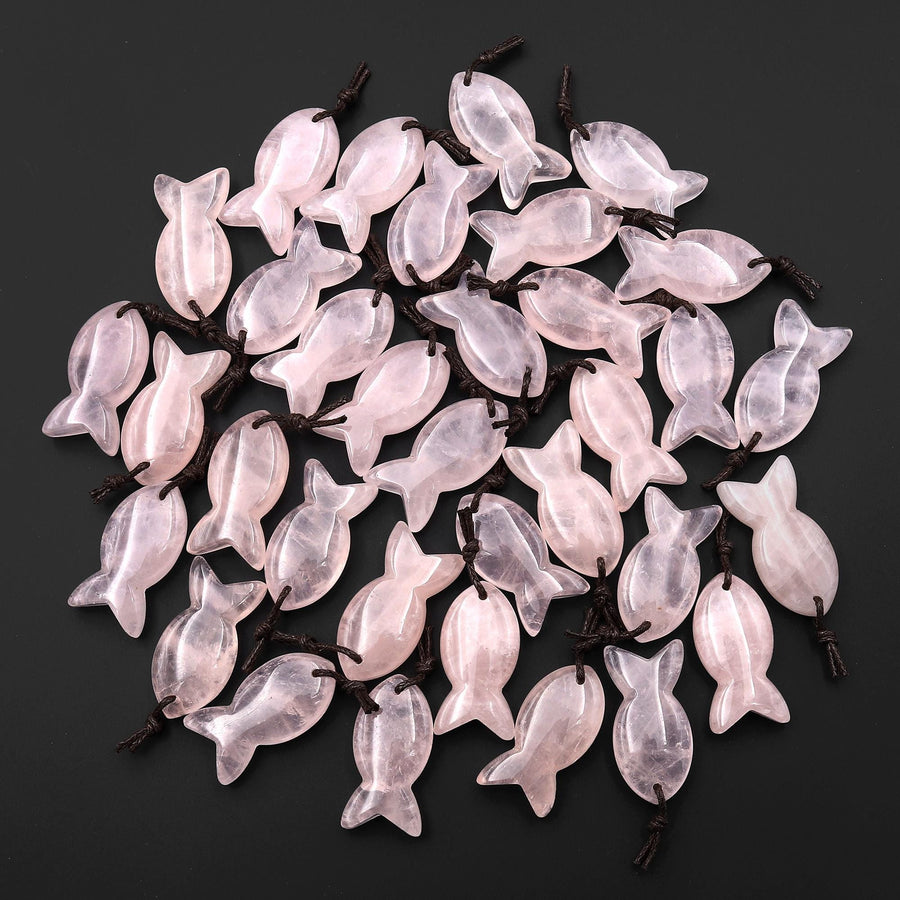 AAA Hand Carved Natural Gemstone Fish Pendant Blue Sodalite Green Aventurine Rock Rose Quartz Amethyst Tiger's Eye Moss Agate Red Jasper