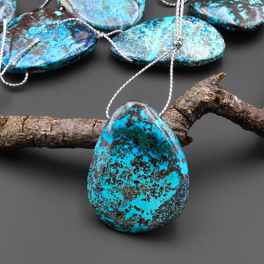 Rare Genuine Natural Shattuckite Freeform Teardrop Pendant Azurite Chrysocolla Gemstone from the Old Arizona Copper Mine