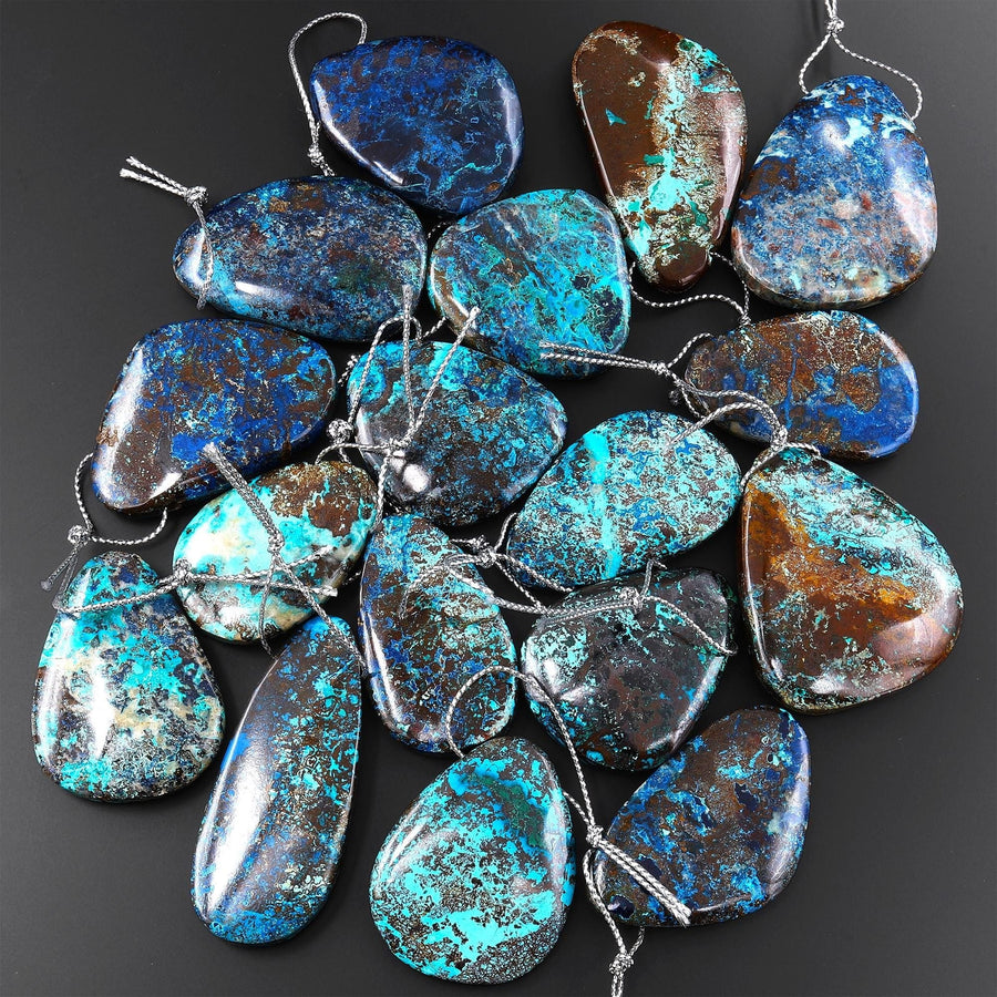 Rare Genuine Natural Shattuckite Freeform Teardrop Pendant Azurite Chrysocolla Gemstone from the Old Arizona Copper Mine