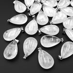 Natural Rock Crystal Quartz Teardrop Pendant Natural Healing Crystal Focal Bead
