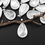 Natural Rock Crystal Quartz Teardrop Pendant Natural Healing Crystal Focal Bead