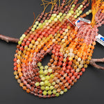 Warm Sunset Tones ~ Mixed Gemstones Faceted 6mm Cube Beads Cherry Quartz Multicolor Jade Goldstone 15.5" Strand