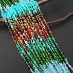 Ocean & Earth Harmony Mixed Gemstones Faceted 6mm Coin Beads Multicolor Jade Agate AmazoniteTiger's Eye Fire Agate 15.5" Strand