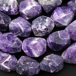 Wilma Flintstone Large Chunky Natural Amethyst Nugget Beads Freeform Rough Raw Organic Hand Cut Purple Gemstone 16.5" Strand