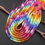 Candy Rainbow Collection ~ Mixed Gemstones Smooth 8mm Rondelle Beads Multicolor Jade Bubblegum Pink Blue Lavender Green Orange 15.5" Strand
