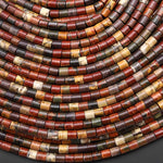 Natural Red Creek Jasper Smooth Cylinder Tube 4x4mm Beads 15.5" Strand