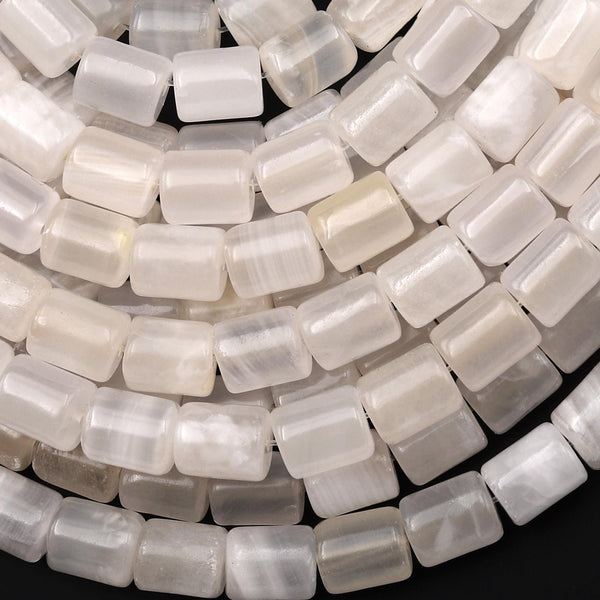 Natural White Calcite Smooth Cylinder Tube Beads 8x10mm 15.5" Strand