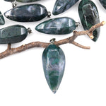 Natural Green Moss Agate Pendant Teardrop Crystal Pendulum Bead