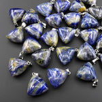 Natural Gemstone Puffy Triangle Pendant Blue Sodalite 24mm