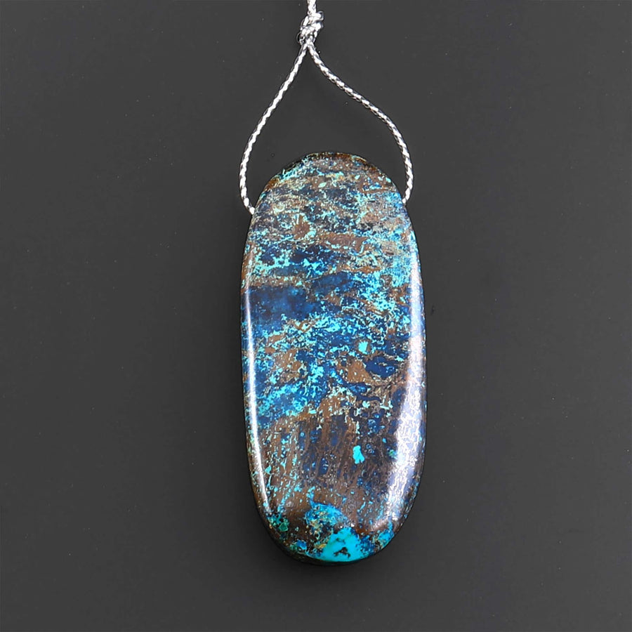 Rare Genuine Natural Shattuckite Freeform Oval Pendant Azurite Chrysocolla Gemstone from the Old Arizona Copper Mine