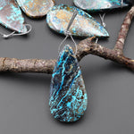 Rare Genuine Natural Shattuckite Teardrop Pendant Azurite Chrysocolla Gemstone from the Old Arizona Copper Mine