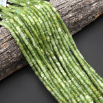 AAA Natural Celadon Green Jade Beads Smooth Rippled Tube 6x10mm 15.5" Strand