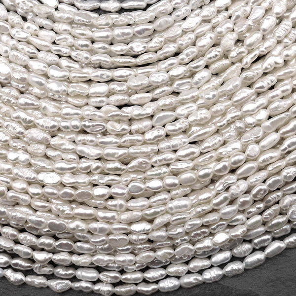 Genuine Freshwater Small White Rice Nugget Pearl 14.5" Strand