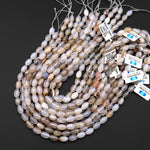 Faceted Natural Montana Agate Beads Drum Barrel Cylinder 15.5" Strand