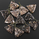 Natural Turritella Agate Fossil Side Drilled Triangle Pendant from Wyoming USA