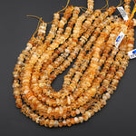 Large Natural Golden Yellow Citrine Freeform Thick Rondelle 12mm Beads 15.5" Strand