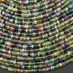 Natural Green Purple Yellow Fluorite Smooth Rondelle 4mm Beads 15.5" Strand