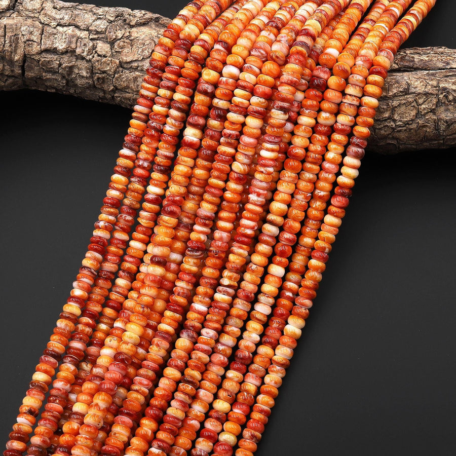 AAA Natural Orange Red Spiny Oyster Rondelle Beads 6mm Gemstone 15.5" Strand